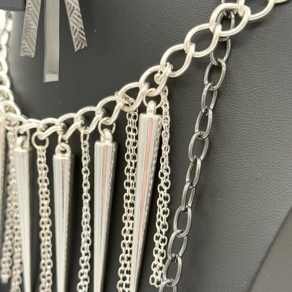 Jewelry Lot Women Collar Spikes Rivets Chunky Draped Silver Gold Tone Mix Metals - Picture 13 of 16
